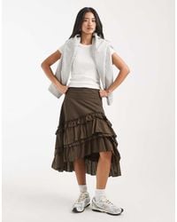 Daisy Street - Ruffle Asymmetric Midi Skirt - Lyst