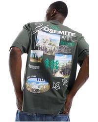ASOS - T-shirt oversize à imprimé paysages dans le dos - kaki - Lyst