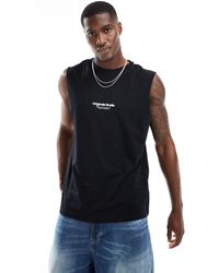 Jack & Jones - Camiseta negra extragrande sin mangas con logo en el pecho - Lyst