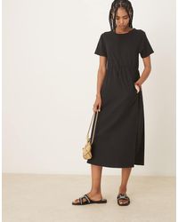 Threadbare - Midi Jurk Van Jersey Met Korte Mouwen En Zakken - Lyst