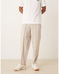 ASOS - Straight Leg Pants With Elastic Waist Band And Pintucks - Lyst