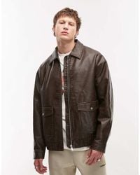 TOPMAN - Faux Leather A2 Jacket - Lyst