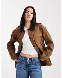 ONLY - Cord Collared Long Barn Jacket - Lyst