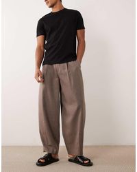 ASOS - Tailored Wide Barrel Leg Trousers With Wool - Lyst