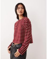 ASOS - Recht Cropped Gestreept T-Shirt Met Lange Mouwen - Lyst