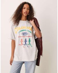 ASOS - T-Shirt Oversize Ghiaccio Mélange Con Grafica "Colorado Running Club" - Lyst