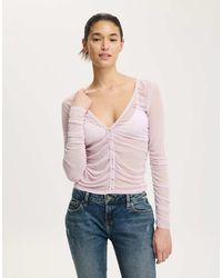 Cotton On - Alix Mesh Button Through Long Sleeve - Lyst