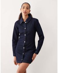 ASOS - Fitted Denim Shirt Dress With Long Sleeve - Lyst