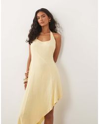 ASOS - Linen Blend Halter Seam Detail Midi Dress - Lyst