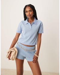 Mango - Compact Knit Cropped Polo Top - Lyst