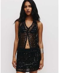 Pull&Bear - Sequined Crochet Halter Top - Lyst
