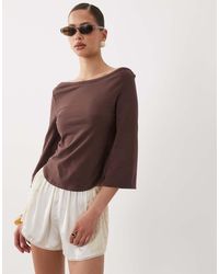 ASOS - 3/4 Sleeve Top With Boat Neck - Lyst