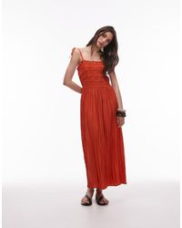 TOPSHOP - Crinkle Ruched Bust Midi Dress - Lyst
