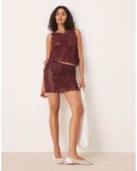 ASOS - Mini-jupe d'ensemble en tulle avec laçage sur le côté - chocolat - Lyst