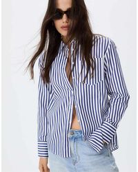Stradivarius - Basic Gestreept Poplin Overhemd Met Zak - Lyst