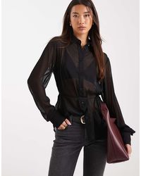 ASOS - Cinched Crinkle Chiffon Shirt - Lyst