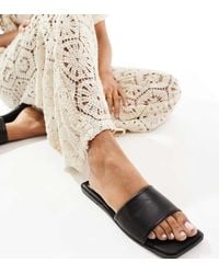 ASOS - Wide Fit Fig Square Toe Flat Sandals - Lyst