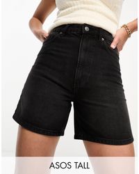 ASOS - Asos design tall - pantaloncini dad di jeans nero slavato - Lyst