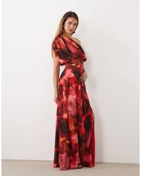 TFNC London - Chiffon One Shoulder Draped Maxi Dress - Lyst