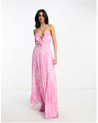 ASOS - Lace Up Ruffle Cam Maxi Dress With Godet - Lyst