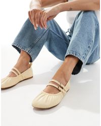 London Rebel - Mia Strappy Ruched Ballet Flats - Lyst