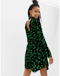 Collusion Fluwelen Miniskaterjurk Met Luipaardprint - Zwart