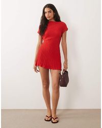 ASOS - Knitted Cinched Pleated Mini Dress - Lyst