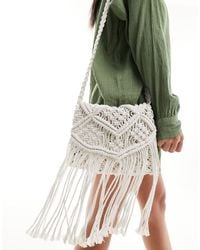 Glamorous - Crochet Tassel Shoulder Beach Bag - Lyst