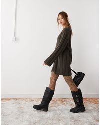 Weekday - Fiona - robe courte en maille côtelée chunky - foncé chiné - exclusivité asos - Lyst