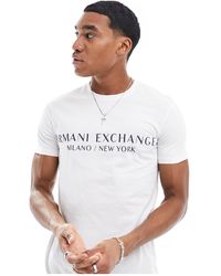 Armani Exchange - T-shirt lineare bianca con logo - Lyst
