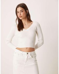 Glamorous - V-Neck Knit Top - Lyst