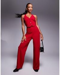 River Island - Halterneck Waistcoat Jumpsuit - Lyst