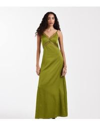 ONLY - Maxi Jurk Van Satijnachtige Stof Met Kanten Detail - Lyst