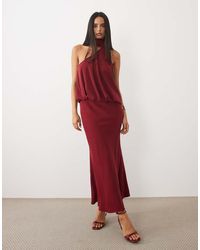 ASOS - One Shoulder With Tie Neck Maxi Dress - Lyst