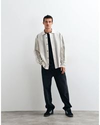 ASOS - Relaxed Crochet Stripe Shirt With Placket Detail - Lyst