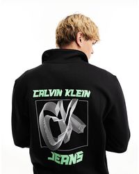 Calvin Klein - Sudadera negra con media cremallera y logo 3d difuminado ck future - Lyst
