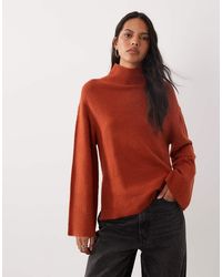 Brave Soul - Split Hem Roll Neck Jumper With Wide Sleeves - Lyst