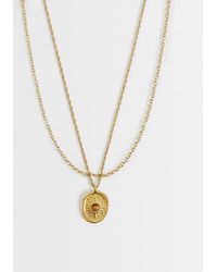 ASOS - Waterproof Stainless Steel 2 Pack Ball Chain Oval Sun Pendant Necklace - Lyst