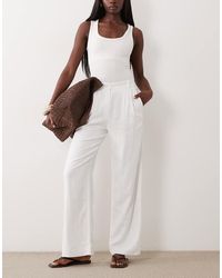Abercrombie & Fitch - Wide Leg Linen Rich Trouser - Lyst