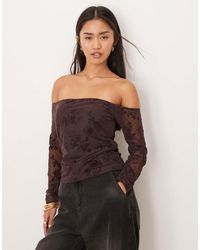 Abercrombie & Fitch - Off The Shoulder Bra Free Lace Top - Lyst