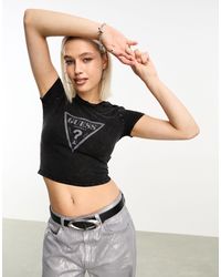 Guess - Vintage Triangle Logo Baby Tee - Lyst