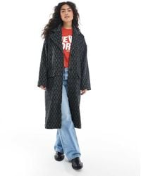 Wednesday's Girl - Herringbone Longline Coat - Lyst