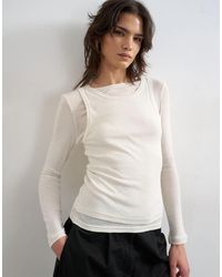 TOPSHOP - Double Layer Long Sleeve Top - Lyst