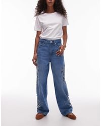 TOPSHOP - Column Mid Rise Jean With Cutwork Detail - Lyst