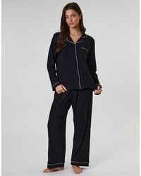 Loungeable - Rib Long Sleeve Traditional Shirt And Long Pant - Lyst