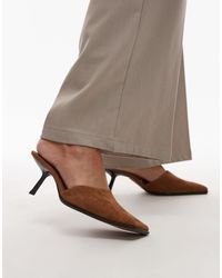 TOPSHOP - Dante - mules à talon en daim - Lyst