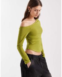 ASOS - Cotton Off Shoulder Long Sleeve Top - Lyst