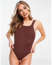 ASOS 4505 Swimsuit With Cross Back Detail-black - Brown