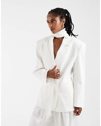 ASOS - Fringed Scarf Oversized Blazer - Lyst