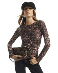River Island - Leopard Print Ruched Front Top - Lyst